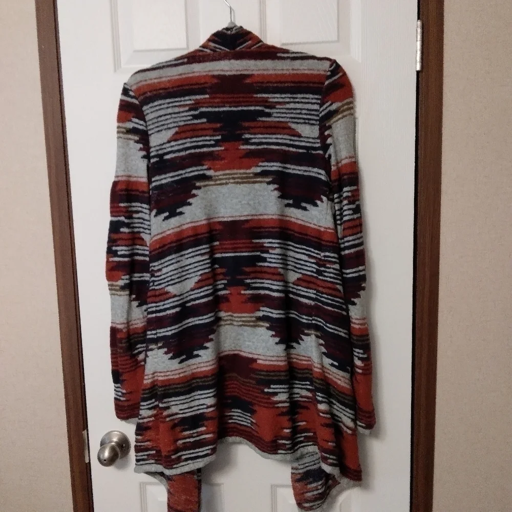 𝅺Lucky Brand Women's Aztec Southwestern Waterfall Front Sweater Jacket Cardigan